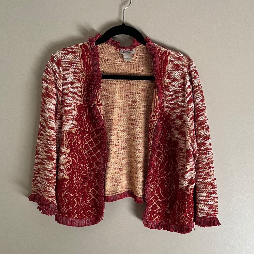 Lucky Brand Red & Beige Sweater